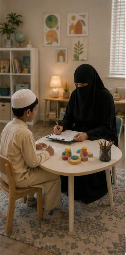 A psychological assessment session with a young client